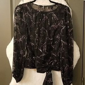 Sheer floral swirl tie top